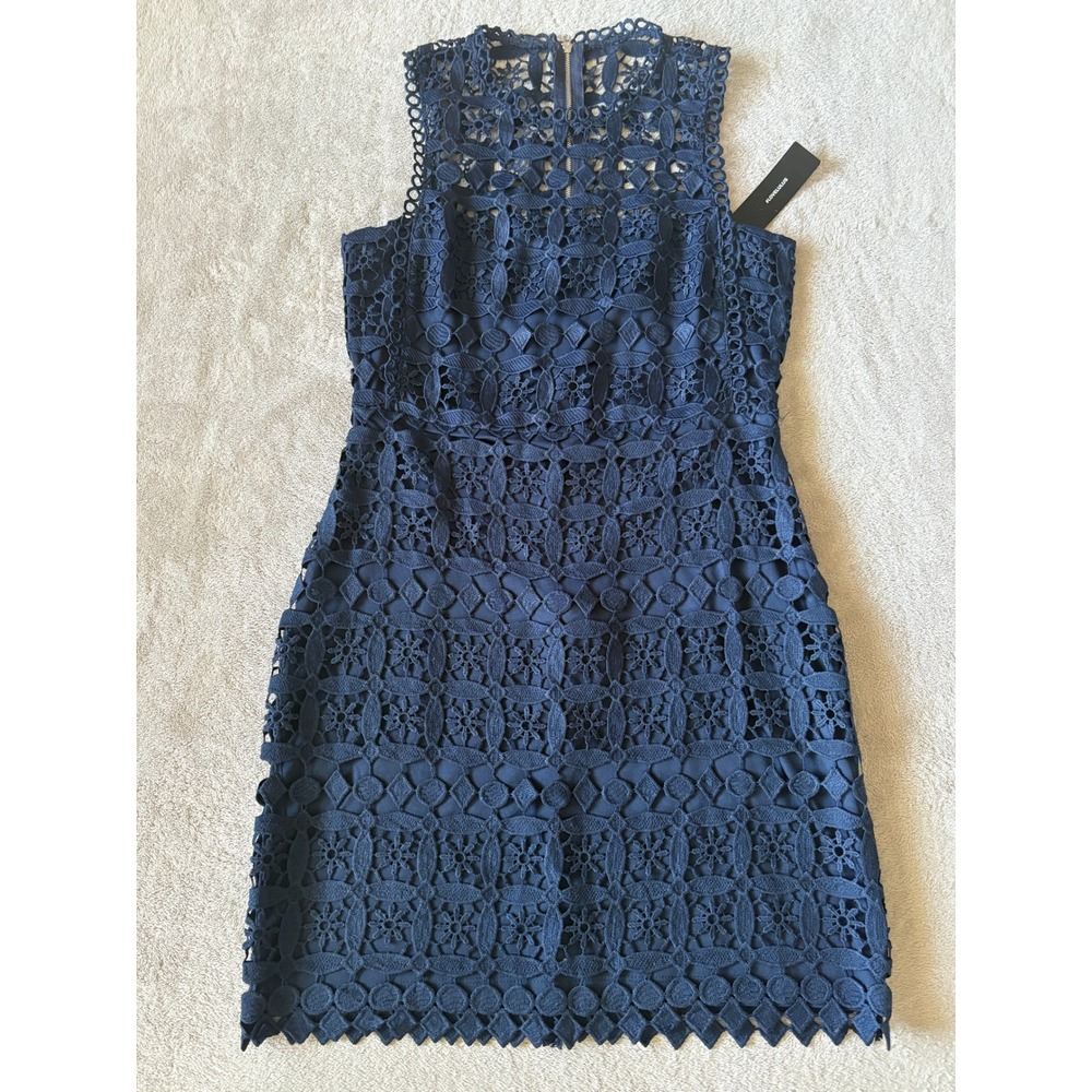 Lulus Pay Tribute Lace Sheath Dress Sleeveless‎ Navy Blue Party Cocktail Size M